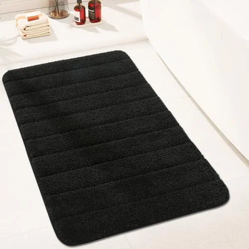 LOCHAS Chenille Bath Mat 24 × 36 in, Black