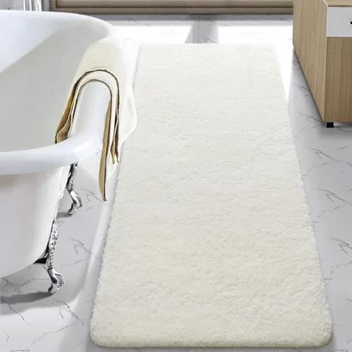 LOCHAS Chenille Bath Runner 24 × 70 in, Cream White