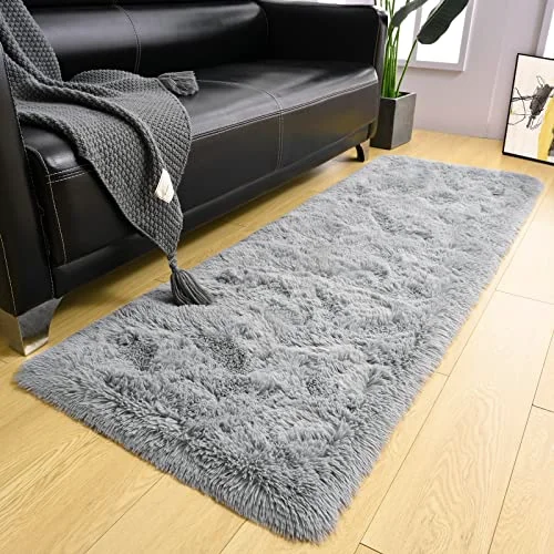 LOCHAS Fluffy Hallway Runner 2 × 4 ft, Gray