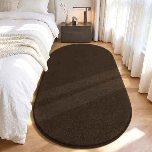 LOCHAS Fluffy Oval Rug 2.6 × 5.3 ft, Brown