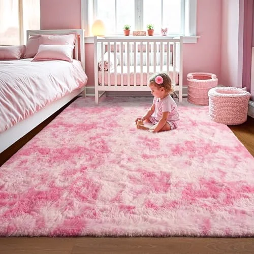 LOCHAS Rainbow Kids Rug 3 × 5 ft, Pink