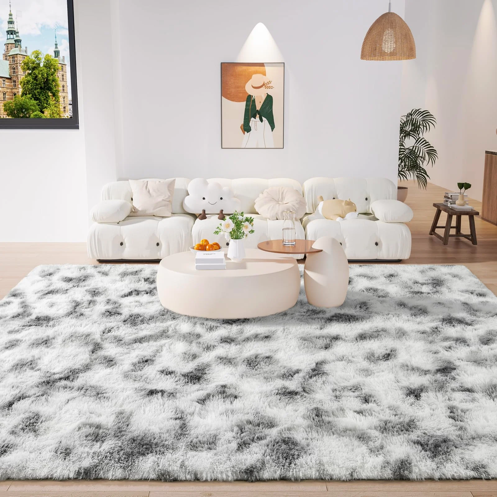 Mixed light and dark in one pile: the pattern that forgives a fortnight between vacuums.
