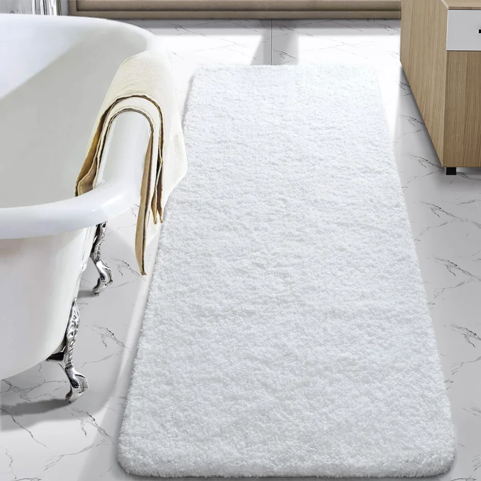 LOCHAS Chenille Bath Runner 24 × 60 in, White