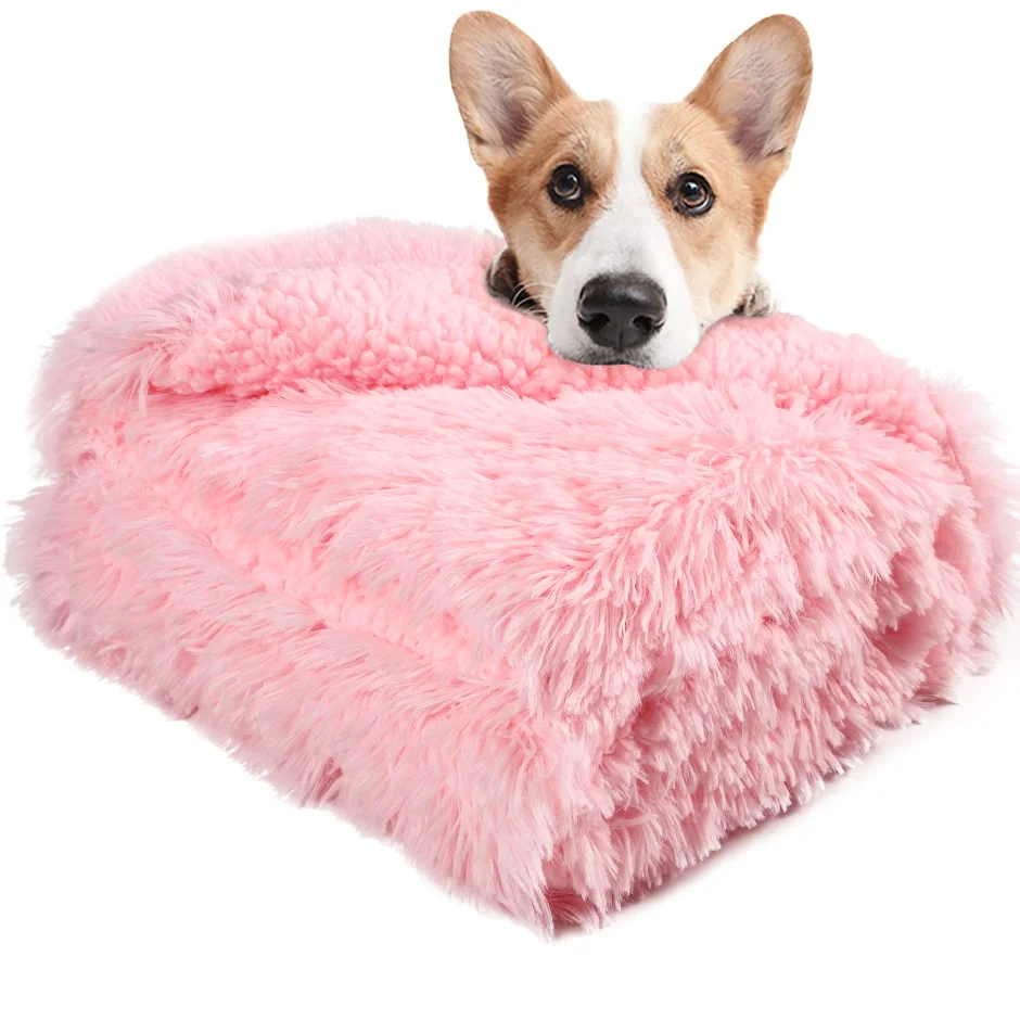 LOCHAS Faux Fur Pet Blanket 30 × 40 in, Pink