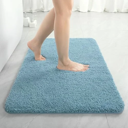 LOCHAS Microfiber Bath Mat 36 × 24 in, Spa Blue