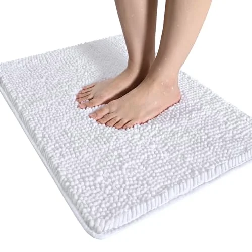 LOCHAS Luxury Chenille Bath Mat 20 × 32 in, White