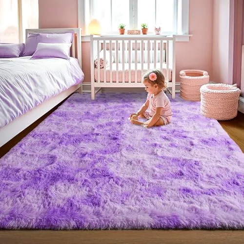 LOCHAS Rainbow Kids Rug 5 × 8 ft, Purple