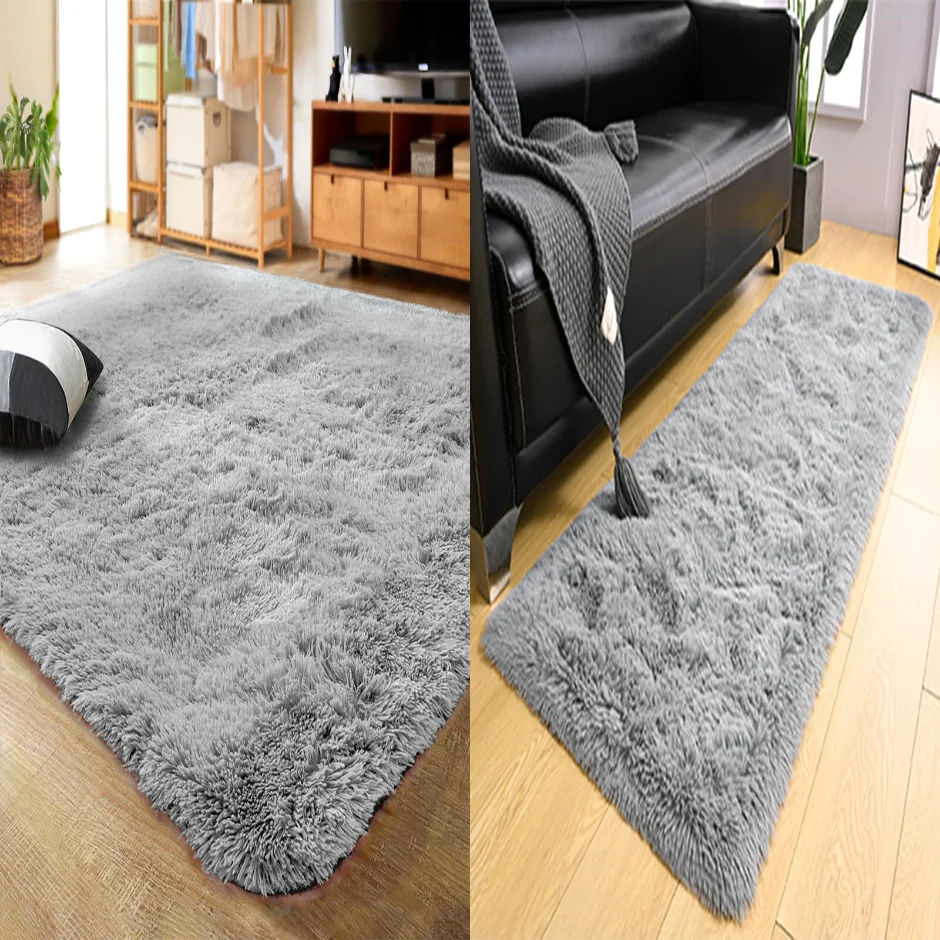 LOCHAS Shag Rug and Runner Set (2 pc) 5.3 × 7.5 + 2 × 6 ft