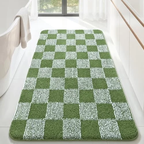 LOCHAS Checkered Bath Mat 60 × 30 in, Green