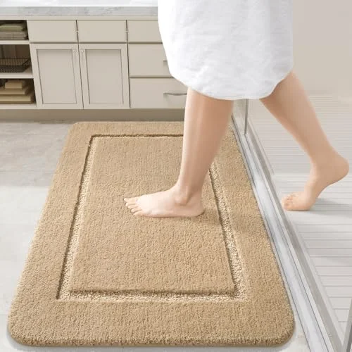 LOCHAS Chenille Bath Mat 24 × 36 in, Beige
