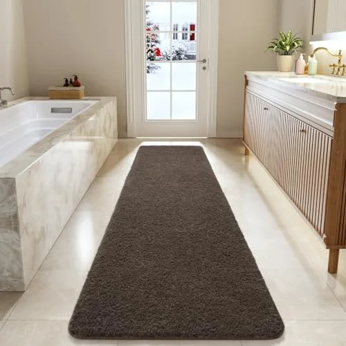 LOCHAS Chenille Bath Runner 24 × 84 in, Brown