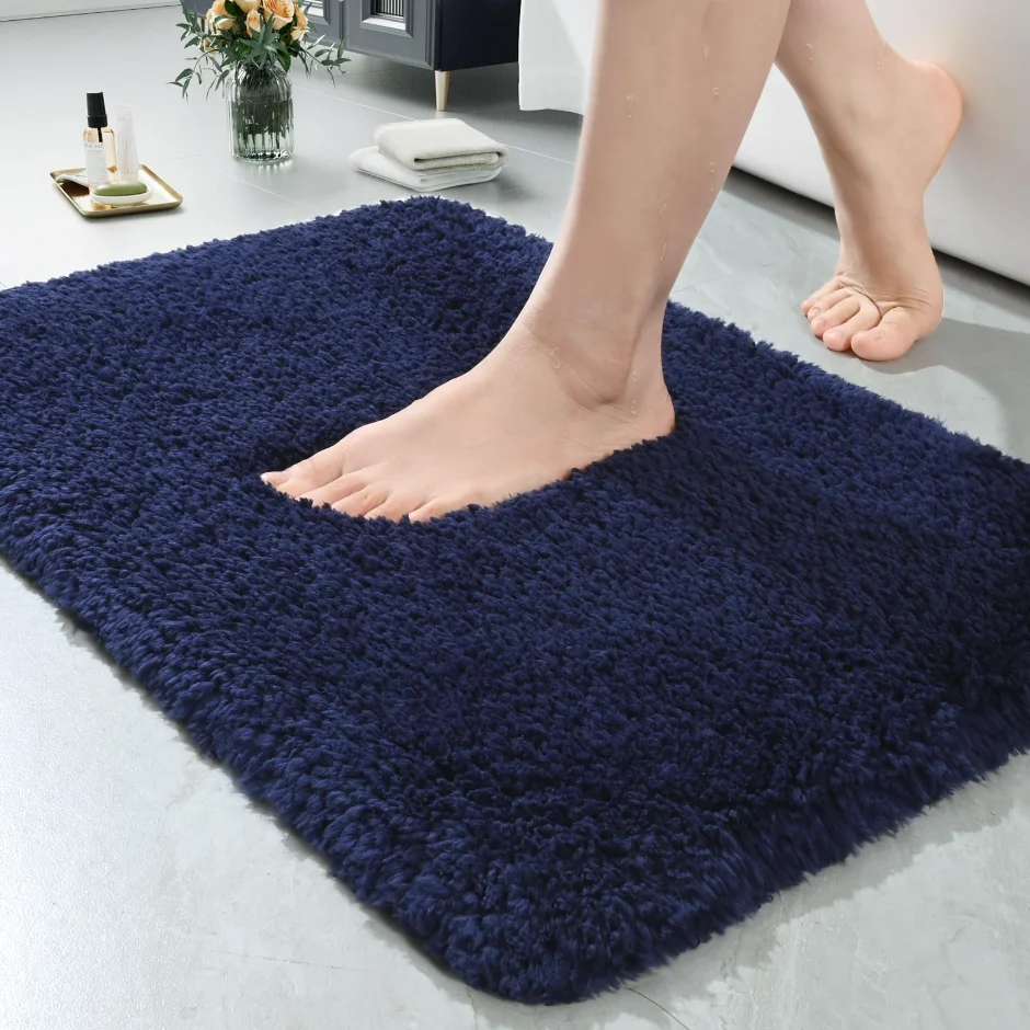 LOCHAS Microfiber Bath Mat 24 × 17 in, Navy