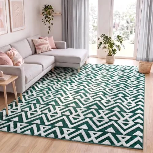 LOCHAS Ultra Soft Shag Rug 4 × 6 ft, Dark Green