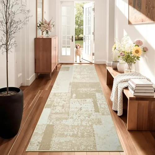 LOCHAS Washable Hallway Runner 2 × 6 ft, Ivory Beige