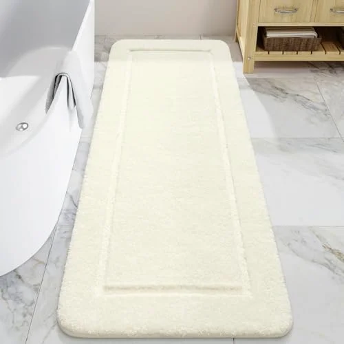 LOCHAS Chenille Bath Runner 24 × 60 in, Cream White