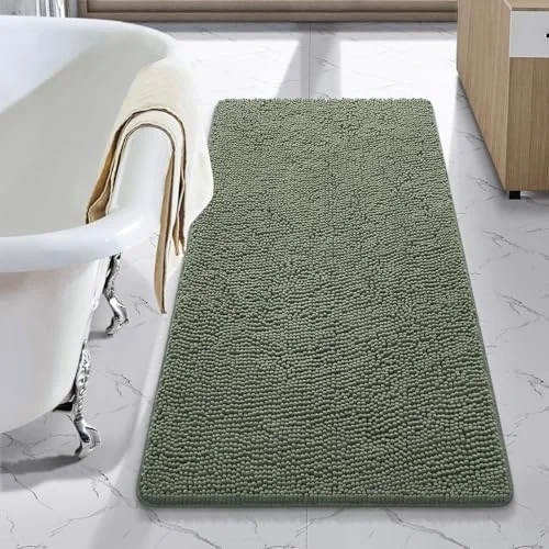 LOCHAS Luxury Chenille Bath Mat 24 × 48 in, Sage Green