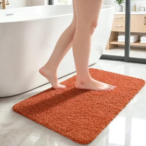 LOCHAS Microfiber Bath Mat 36 × 24 in, Burnt Orange