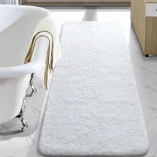 LOCHAS Chenille Bath Runner 24 × 54 in, White