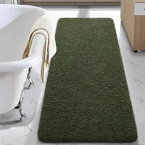LOCHAS Chenille Bath Runner 24 × 70 in, Olive Green
