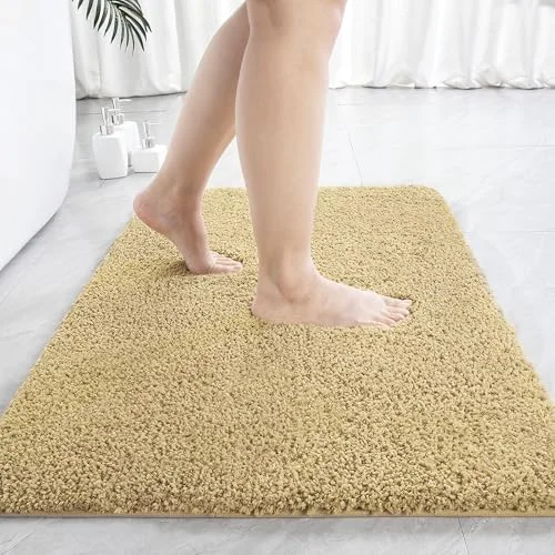 LOCHAS Microfiber Bath Mat 36 × 24 in, Beige