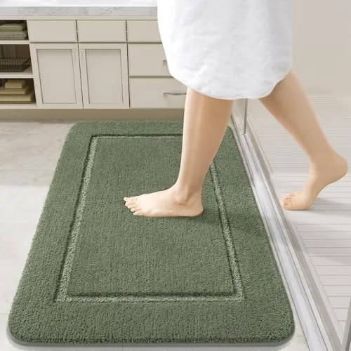 LOCHAS Chenille Bath Mat 24 × 36 in, Sage Green