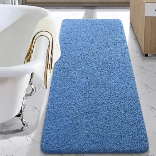 LOCHAS Chenille Bath Runner 24 × 70 in, Blue