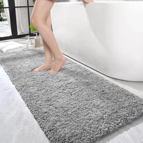 LOCHAS Chenille Bath Runner 24 × 70 in, Grey