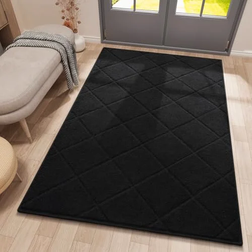 LOCHAS Chenille Door Mat 35 × 59 in, Black