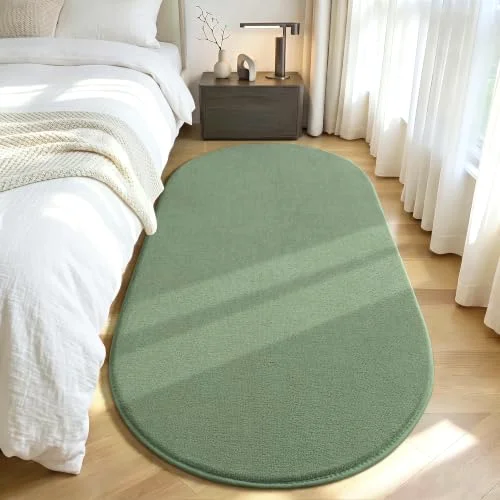 LOCHAS Fluffy Oval Rug 2.6 × 5.3 ft, Sage Green