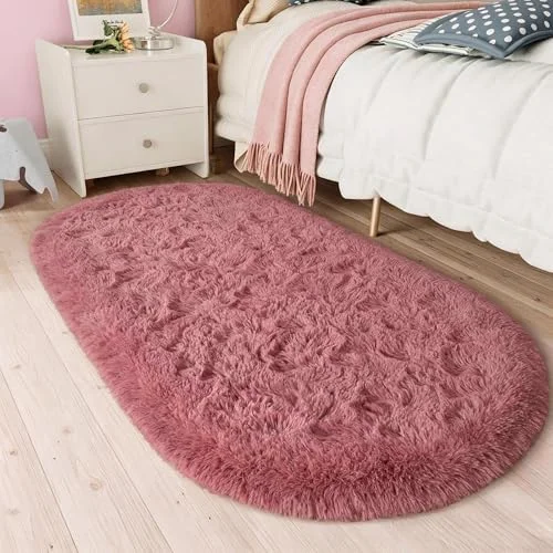 LOCHAS Fluffy Shag Area Rug 2.6 × 5.3 ft, Blush