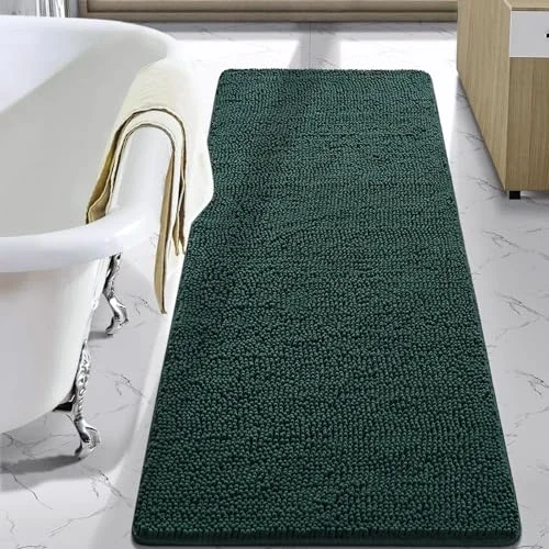 LOCHAS Luxury Chenille Bath Mat 24 × 60 in, Hunter Green