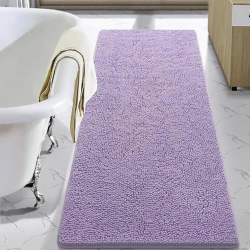 LOCHAS Luxury Chenille Bath Mat 24 × 60 in, Light Purple