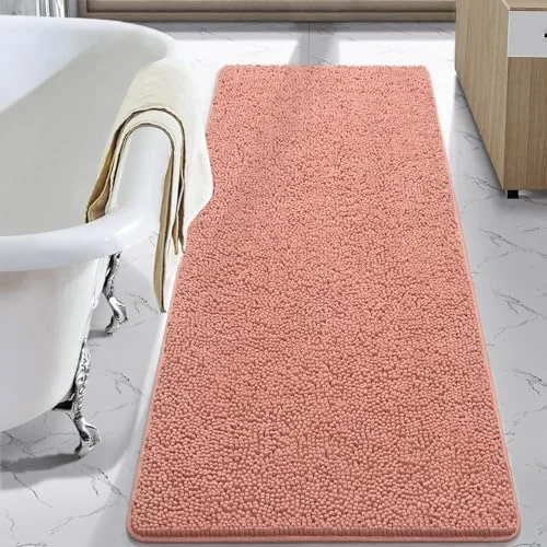 LOCHAS Luxury Chenille Bath Mat 24 × 60 in, Pink