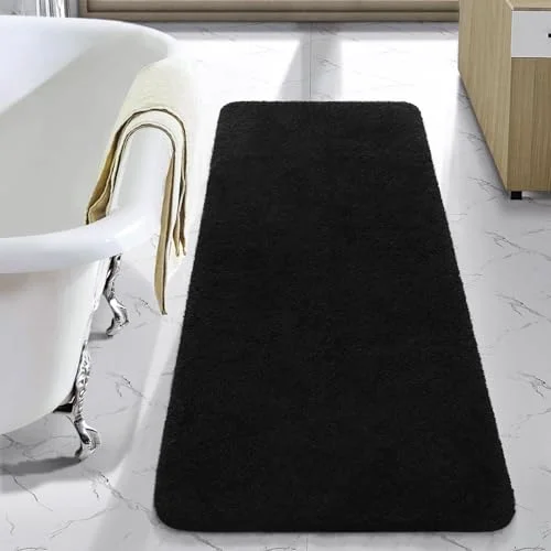 LOCHAS Chenille Bath Runner 24 × 48 in, Black