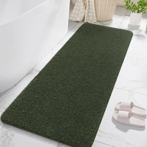 LOCHAS Chenille Bath Runner 24 × 48 in, Olive Green