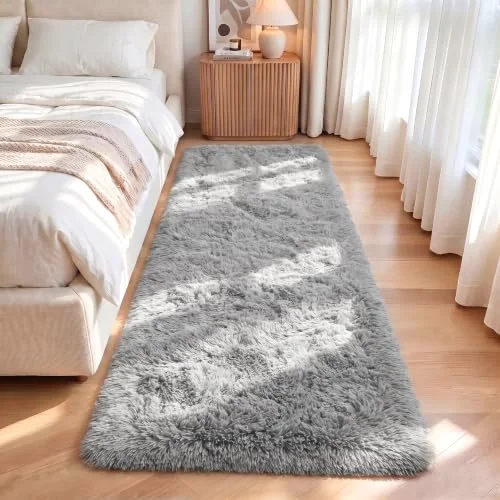 LOCHAS Fluffy Hallway Runner 2 × 6 ft, Gray