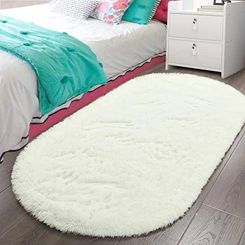 LOCHAS Fluffy Shag Area Rug 2.6 × 5.3 ft, Cream
