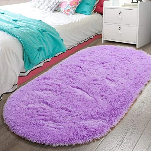 LOCHAS Fluffy Shag Area Rug 2.6 × 5.3 ft, Purple