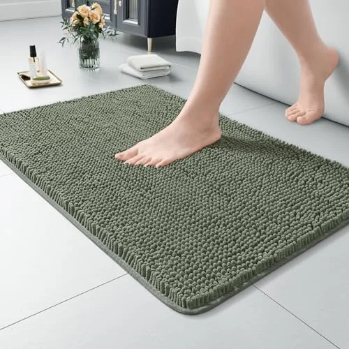 LOCHAS Luxury Chenille Bath Mat 20 × 32 in, Sage Green