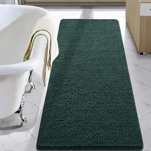 LOCHAS Luxury Chenille Bath Mat 24 × 70 in, Hunter Green