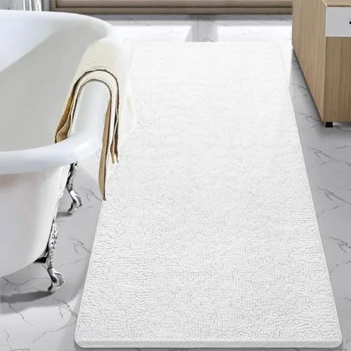 LOCHAS Luxury Chenille Bath Mat 30 × 60 in, White