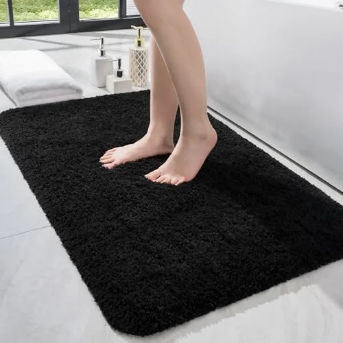 LOCHAS Microfiber Bath Mat 36 × 24 in, Black