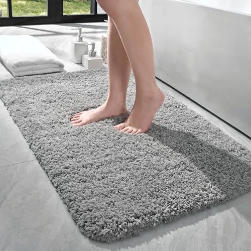 LOCHAS Microfiber Bath Mat 36 × 24 in, Grey