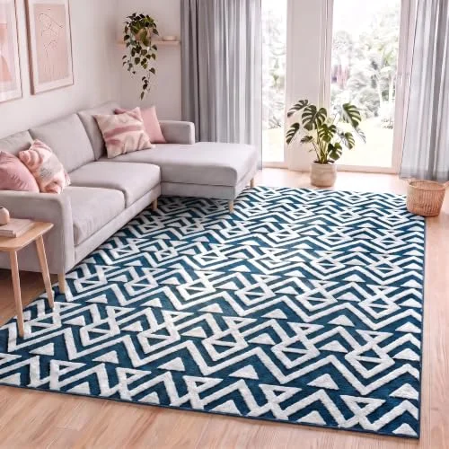 LOCHAS Ultra Soft Shag Rug 5 × 8 ft, Light Navy