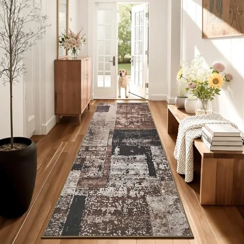 LOCHAS Washable Hallway Runner 2 × 6 ft, Brown