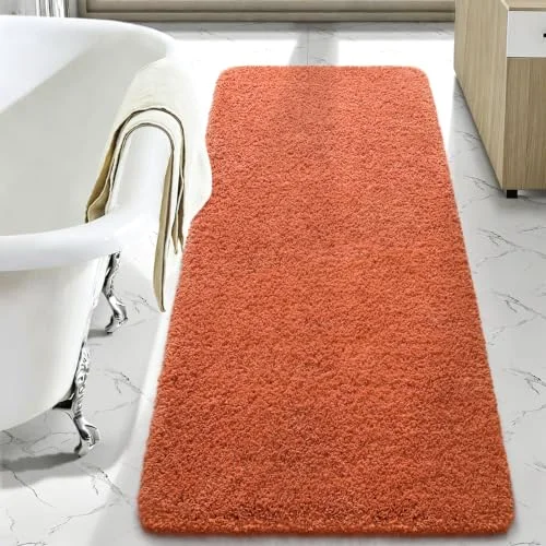 LOCHAS Chenille Bath Runner 24 × 60 in, Burnt Orange