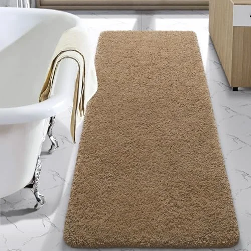 LOCHAS Chenille Bath Runner 24 × 60 in, Light Brown
