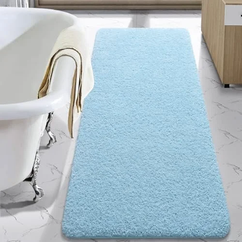LOCHAS Chenille Bath Runner 24 × 70 in, Light Blue