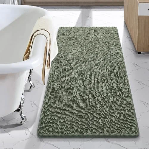LOCHAS Luxury Chenille Bath Mat 24 × 40 in, Sage Green