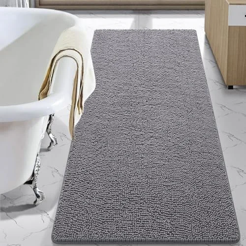 LOCHAS Luxury Chenille Bath Mat 30 × 60 in, Gray